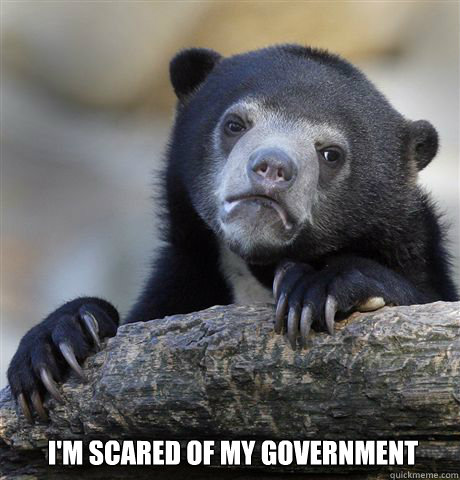  I'm scared of my government  Confession Bear