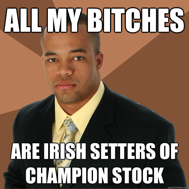 All my Bitches Are Irish Setters of champion stock  Successful Black Man