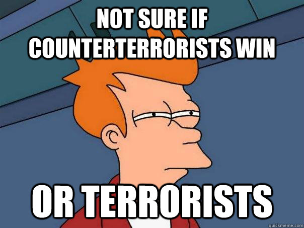 Not sure if counterterrorists win Or terrorists  Futurama Fry