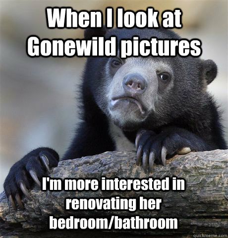 When I look at Gonewild pictures I'm more interested in renovating her bedroom/bathroom  Confession Bear