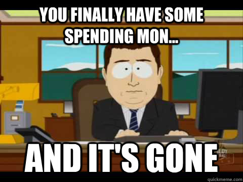 you finally have some spending mon... And It's Gone - you finally have some spending mon... And It's Gone  And its gone