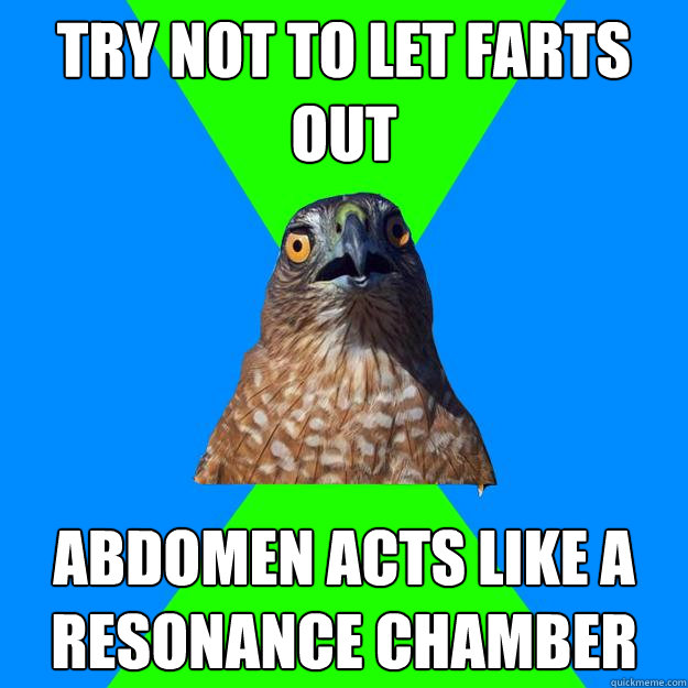 Try not to let farts out abdomen acts like a resonance chamber  Hawkward