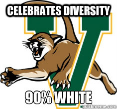 Celebrates diversity 90% white  