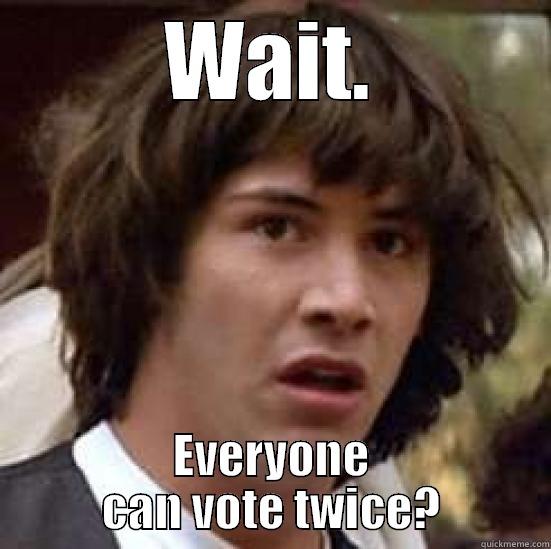 WAIT. EVERYONE CAN VOTE TWICE? conspiracy keanu