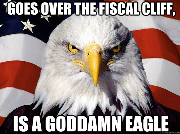 Goes over the fiscal cliff, Is a Goddamn Eagle  Patriotic Eagle