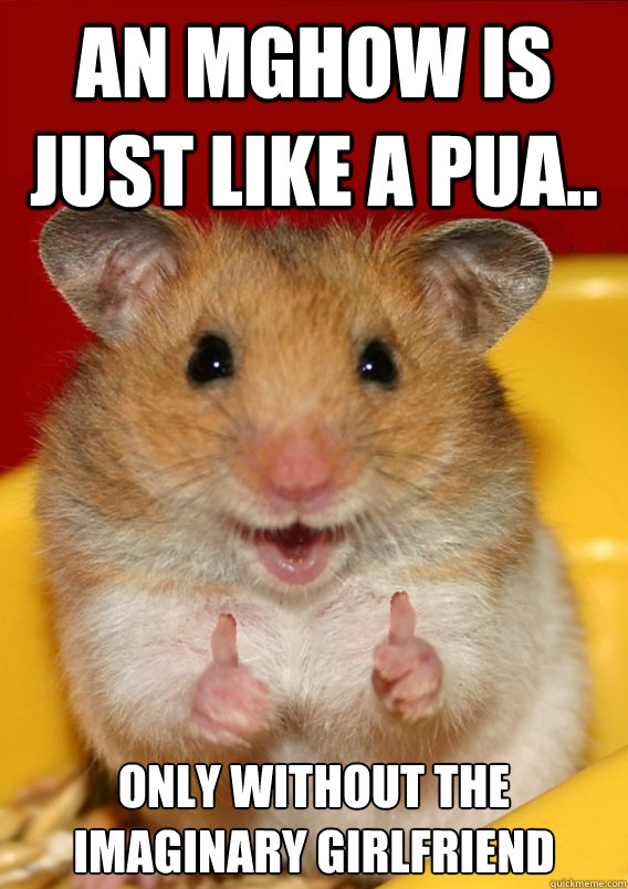 an mghow is just like a pua.. only without the imaginary girlfriend    Rationalization Hamster