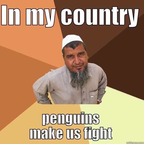 IN MY COUNTRY  PENGUINS MAKE US FIGHT Ordinary Muslim Man