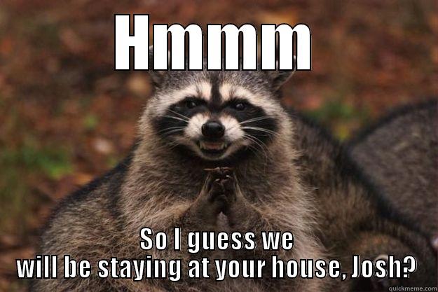 HMMM SO I GUESS WE WILL BE STAYING AT YOUR HOUSE, JOSH? Evil Plotting Raccoon