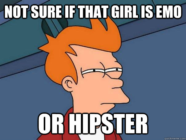 not sure if that girl is emo or hipster  Futurama Fry