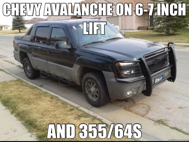 CHEVY AVALANCHE ON 6-7 INCH LIFT AND 355/64S - CHEVY AVALANCHE ON 6-7 INCH LIFT AND 355/64S  Misc