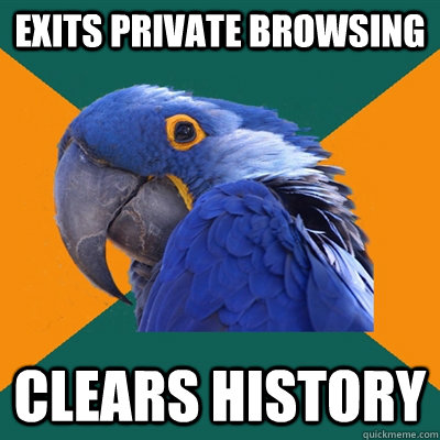 Exits private browsing  Clears History   Paranoid Parrot