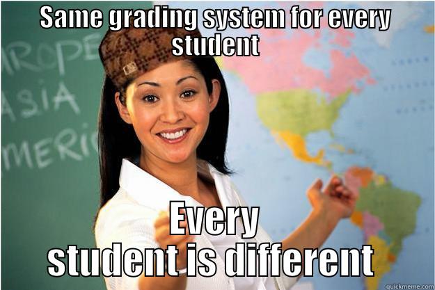 Poor Education - SAME GRADING SYSTEM FOR EVERY STUDENT EVERY STUDENT IS DIFFERENT  Scumbag Teacher