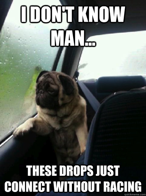 I don't know man... these drops just connect without racing  Introspective Pug