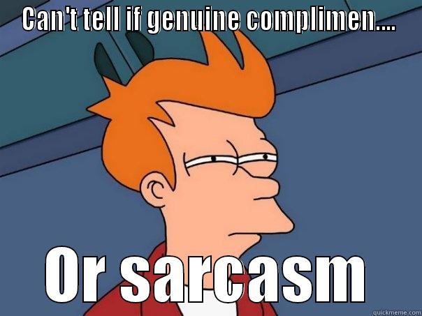 CAN'T TELL IF GENUINE COMPLIMEN.... OR SARCASM Futurama Fry