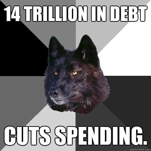 14 trillion in debt cuts spending.  Sanity Wolf