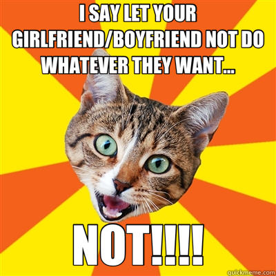 I SAY LET YOUR GIRLFRIEND/BOYFRIEND NOT DO WHATEVER THEY WANT... NOT!!!!  Bad Advice Cat