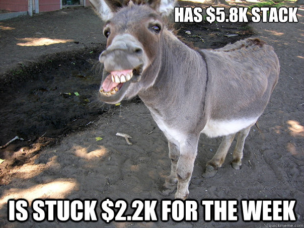 Has $5.8k stack Is stuck $2.2k for the week - Has $5.8k stack Is stuck $2.2k for the week  Poker Donk