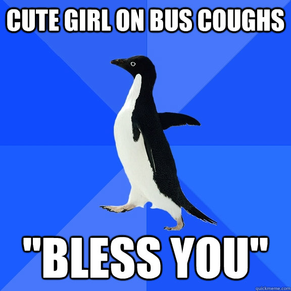 Cute girl on bus coughs  