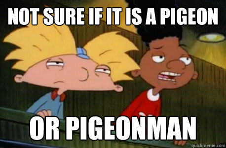 Not sure if it is a pigeon or pigeonman  Skeptical Hey Arnold