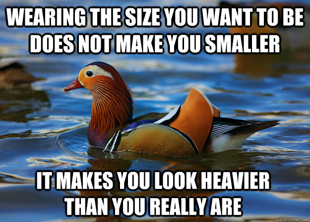 Wearing the size you want to be does not make you smaller it makes you look heavier than you really are  Fashion Advice Mallard