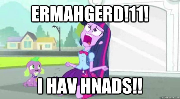 ERMAHGERD!11! I HAV HNADS!!  Human Twilight Sparkle