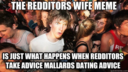 the Redditors Wife meme Is just what happens when redditors take Advice mallards dating advice  Sudden Clarity Clarence