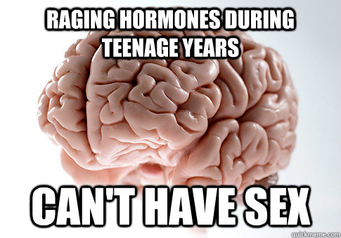 RAGING HORMONES DURING TEENAGE YEARS CAN'T HAVE SEX  - RAGING HORMONES DURING TEENAGE YEARS CAN'T HAVE SEX   Scumbag Brain