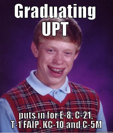 Lt. Wilson - GRADUATING UPT PUTS IN FOR E-8, C-21,  T-1 FAIP, KC-10 AND C-5M Bad Luck Brian