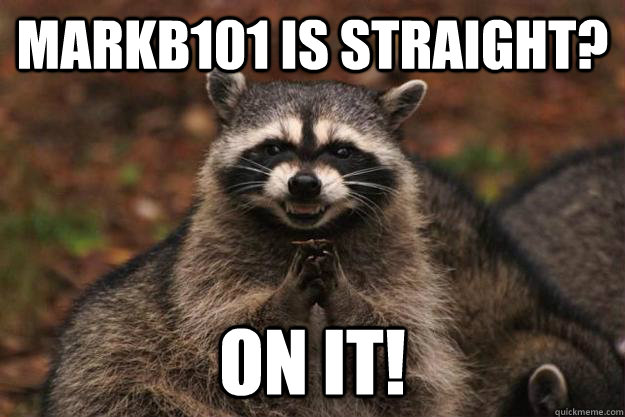 MARKB101 IS STRAIGHT? ON IT! - MARKB101 IS STRAIGHT? ON IT!  Evil Plotting Raccoon