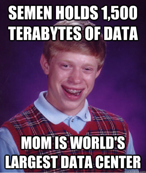 semen holds 1,500 terabytes of data mom is world's largest data center  Bad Luck Brian