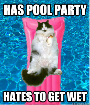 HAS POOL PARTY HATES TO GET WET  