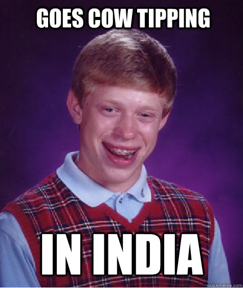 Goes Cow Tipping In India - Goes Cow Tipping In India  Bad Luck Brian