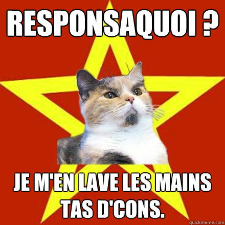 RESPONSAQUOI ? Je m'en lave les mains tas d'cons.  Lenin Cat