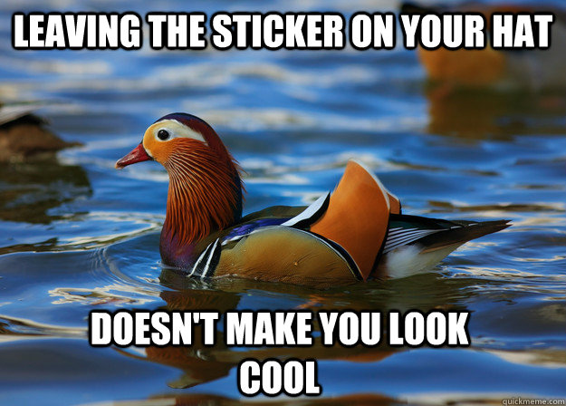 Leaving the sticker on your hat doesn't make you look cool  Fashion Advice Mallard