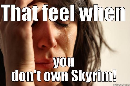 THAT FEEL WHEN  YOU DON'T OWN SKYRIM! First World Problems