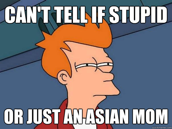 Can't tell if stupid or just an asian mom  Futurama Fry