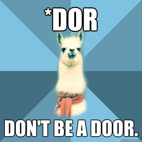 *DOR Don't be a door.  Linguist Llama