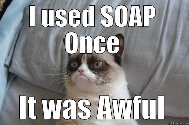 I used SOAP once... - I USED SOAP ONCE IT WAS AWFUL Grumpy Cat