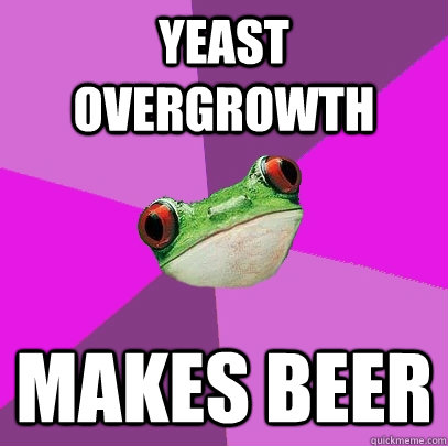 yeast overgrowth  makes beer   Foul Bachelorette Frog