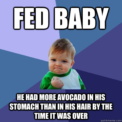 fed baby he had more avocado in his stomach than in his hair by the time it was over - fed baby he had more avocado in his stomach than in his hair by the time it was over  Success Kid