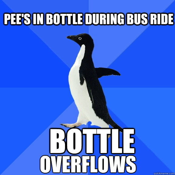 pee's in bottle during bus ride bottle  overflows  - pee's in bottle during bus ride bottle  overflows   Misc