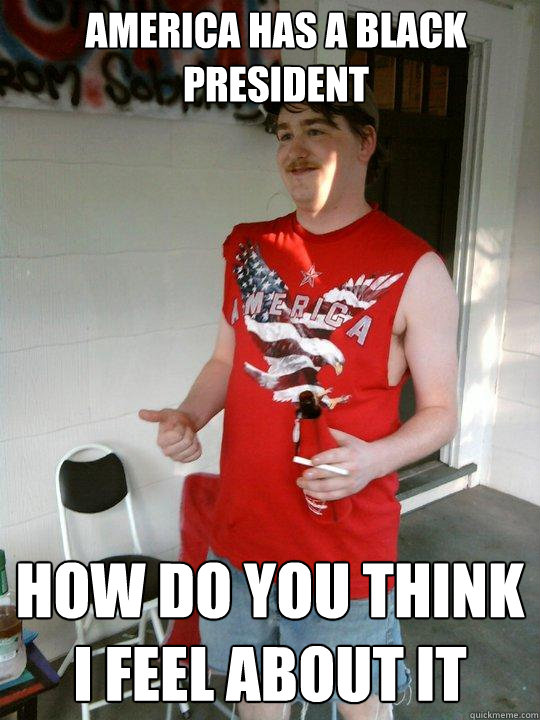 america has a black president how do you think i feel about it  Redneck Randal