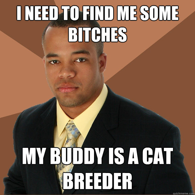 i need to find me some bitches my buddy is a cat breeder  Successful Black Man