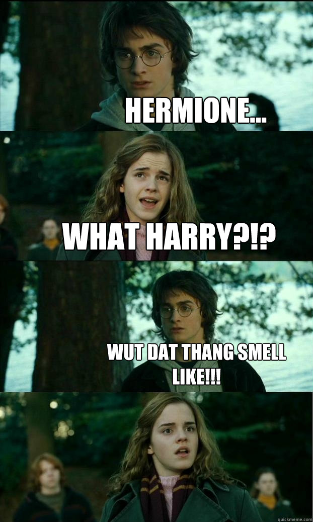 Hermione... what harry?!? Wut dat thang smell like!!!  Horny Harry