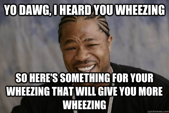 Yo Dawg, I heard you wheezing So here's something for your wheezing that will give you more wheezing  YO DAWG