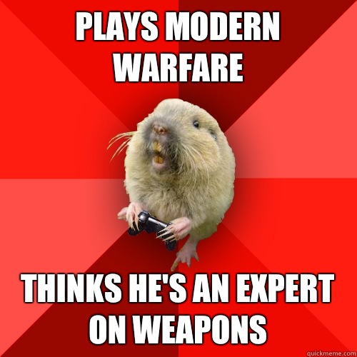 Plays modern warfare  Thinks he's an expert on weapons - Plays modern warfare  Thinks he's an expert on weapons  Gaming Gopher