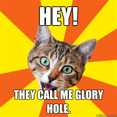 HEY! They call me glory hole.
  Bad Advice Cat