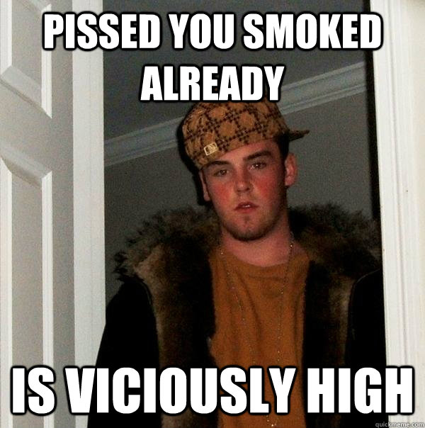 pissed you smoked already is viciously high  Scumbag Steve