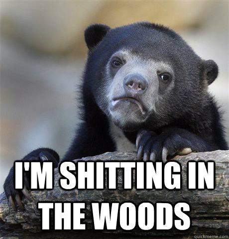  I'm shitting in the woods -  I'm shitting in the woods  Confession Bear