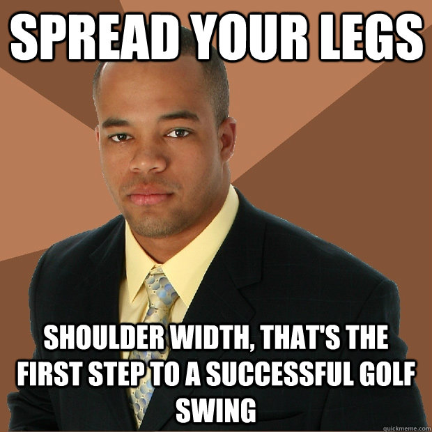 Spread your legs  shoulder width, that's the first step to a successful golf swing - Spread your legs  shoulder width, that's the first step to a successful golf swing  Successful Black Man